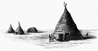 WIGWAMS OF THE JURA ISLANDERS IN 1772. (From Pennant's Second Tour.)
