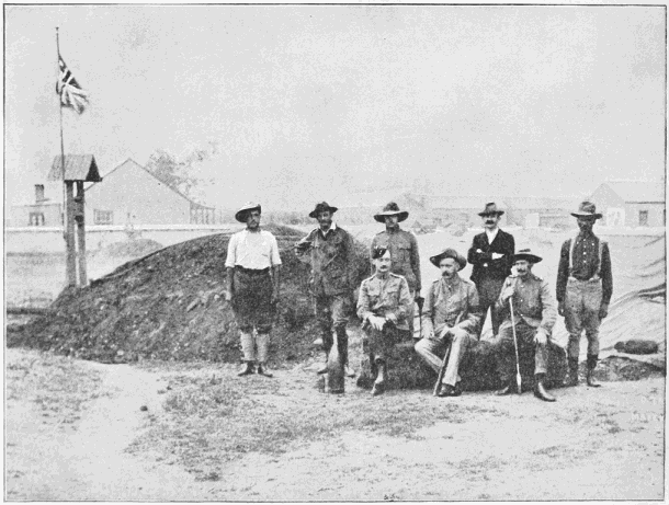 General Baden-Powell, Lord Edward Cecil, and other Officers, at the Entrance to their Dug-out.