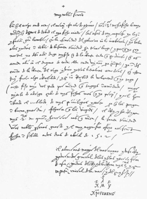 COLUMBUS'S LETTER, APRIL 2, 1502, ADDRESSED TO THE BANK OF ST.     GEORGE IN GENOA.