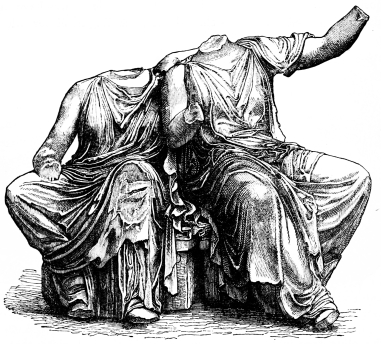 Fig. 207.—From the Eastern Gable of the Parthenon. Demeter and Persephone.