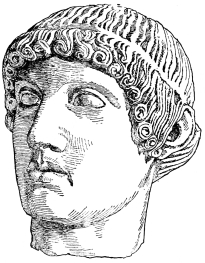 Fig. 212.—Head of Apollo, from the Western Gable of the Great Temple of Zeus, Olympia.