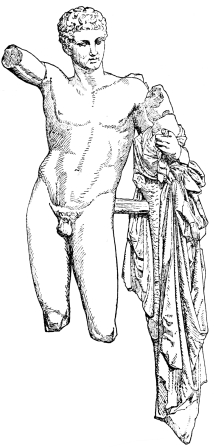 Fig. 227.—Hermes with the Infant Dionysos. (From the Heraion at Olympia.)