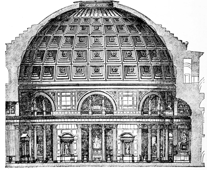 Fig. 276.—Section of the Pantheon. Restoration by Adler.