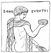 Fig. 299.—Relief of Bonus Eventus. (British Museum.)