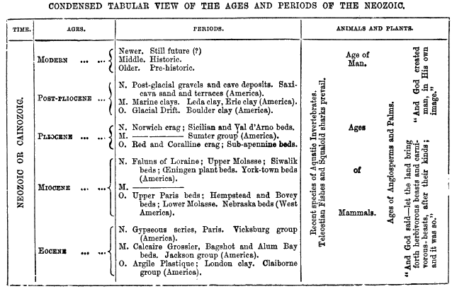 CONDENSED TABULAR VIEW NEOZOIC