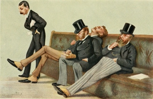 LORD RANDOLPH CHURCHILL SIR HENRY WOLFF MR. BALFOUR. MR. GORST.  THE FOURTH PARTY.  Reproduced from Leslie Ward’s Cartoon, December 1st, 1880, by permission of the proprietors of "Vanity Fair."