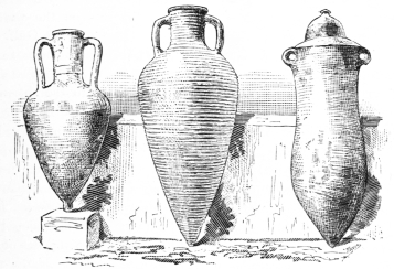 Fig. 2.—Greek and Phœnician (on right) Amphoræ. (Cesnola Coll., N. Y. Metropolitan Museum.)