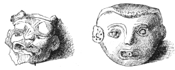 Fig. 400.—Terra-cotta Heads, from Santa Cruz del Quiche, Guatemala.