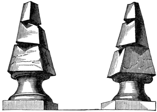 Fig. 39. Heavy Stone Obelisks Twisted by Calabrian Earthquake of 1783