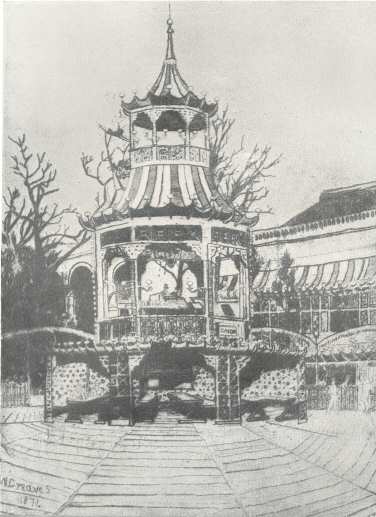 The Dancing-Platform, Cremorne.  From an etching by W. Greaves, 1871