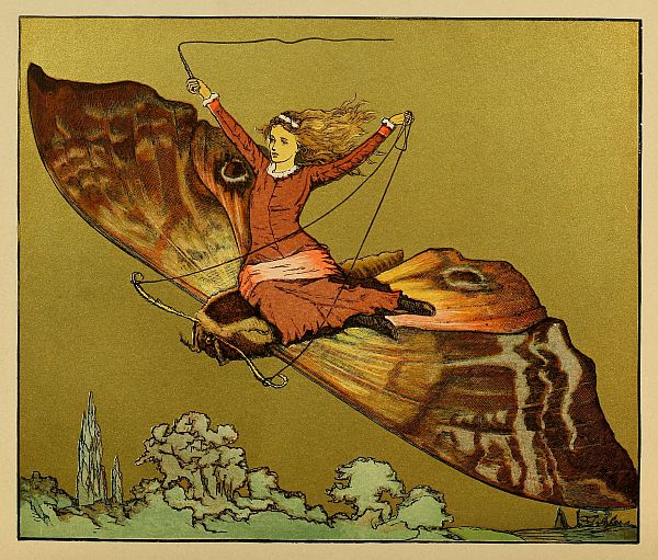 Girl riding on moth