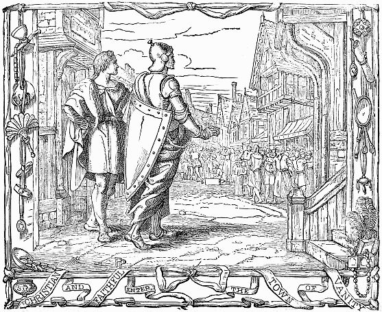 CHRISTIAN AND FAITHFUL ENTER THE TOWN OF VANITY
