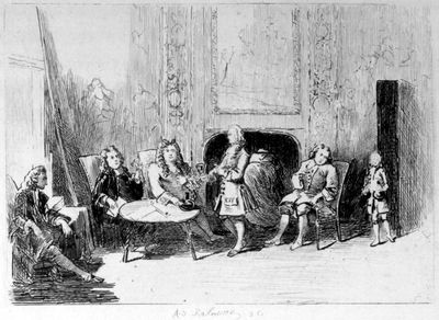 Coffee-House Scene of Cibber's Day, drawn from the life by G. Vander Gucht.