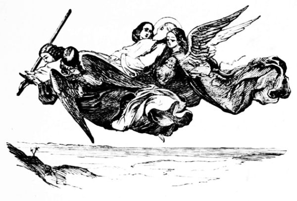 angel in flight with sword other angles in flight