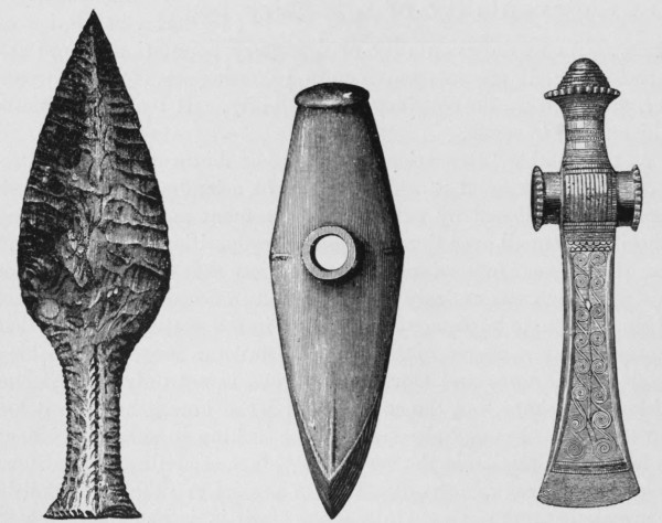 Flint Dagger, Stone Axe, Bronze Axe.