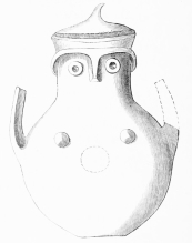 No. 173. Splendid Trojan Vase of Terra-cotta, representing the tutelary Goddess of Ilium, θεὰ γλαυκῶπις Ἀθήνη. The cover forms the helmet. (8 M.)