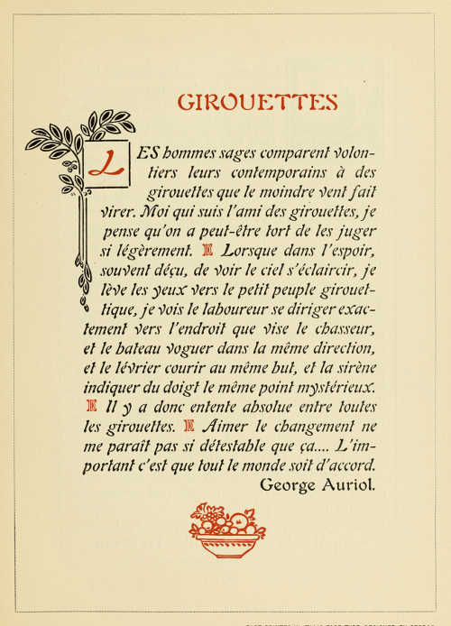 PAGE PRINTED IN ITALIC FACE TYPE. DESIGNED BY GEORGE AURIOL, CAST BY G. PEIGNOT ET FILS, PARIS