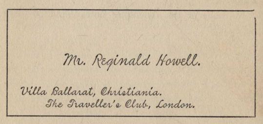 Visiting card of Mr. Reginald Howell