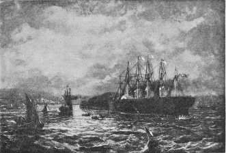 Fig. 40.—S.S. Great Eastern Completing the Second Atlantic Cable.
