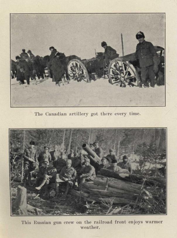 The Canadian artillery got there every time.  This Russian gun crew on the railroad front enjoys warmer weather.