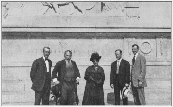 GENERAL AND MRS. RICIOTTO GARIBALDI AT THE FOOT OF HIS FATHER’S MONUMENT IN ROME  “It is just like you Americans—you go to work to make your dreams come true.”