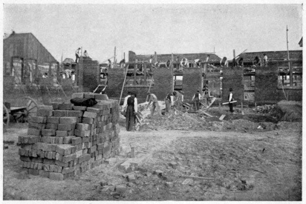 Students at Work on New Trades-School Building.