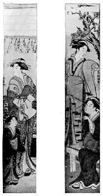 CHOKI: COURTESAN AND ATTENDANT. SHUNMAN: TWO LADIES UNDER A MAPLE-TREE.