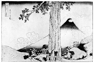 HOKUSAI: FUJI, SEEN FROM THE PASS OF MISHIMA, PROVINCE OF KAHI.