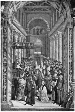 Alinari, Florence  THE ELEVATION OF ENEA SILVIO PICCOLOMINI TO THE PAPACY AS PIUS II  (Pinturicchio)