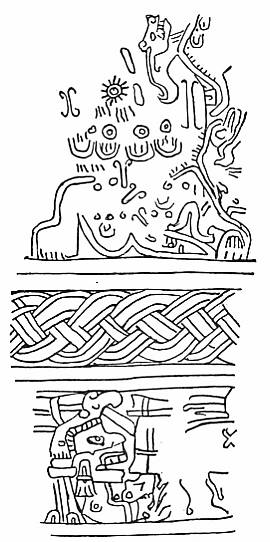 Fig. 82. Design incised on femur of deer found     in Mound No. 39.