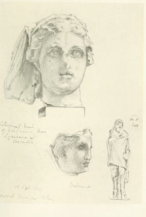 This illustration is from the colossal head of Despoina from Lykósoura in Arcadia, now in the Central Museum, Athens.  The small figure is a Pan, also in the Museum.