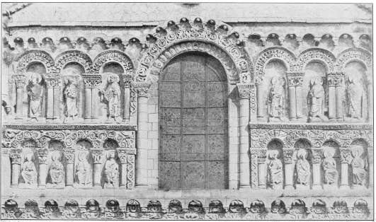 DETAIL OF WEST FRONT, CHURCH OF NOTRE DAME LA GRANDE, AT POITIERS.