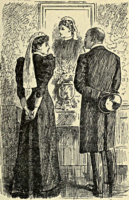 Widow and gentleman admiring portrait
