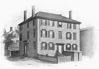 THE BIRTHPLACE OF LONGFELLOW (NOW A TENEMENT HOUSE).  SHOWING AT THE EXTREME LEFT THE BIRTHPLACE OF THOMAS B. REED, PORTLAND, MAINE.