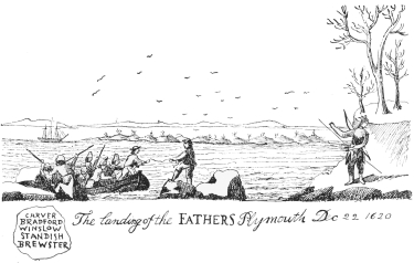 The landing of the FATHERS Plymouth Dec 22 1620  COPIED FROM AN OLD PAINTING ON GLASS.