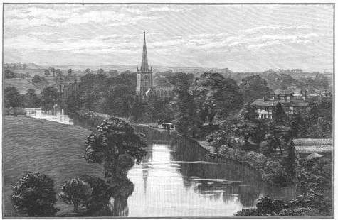 STRATFORD ON AVON  From photograph. Copyright, 1898, Published by A. W. Elson, Boston.  Engraved by Robert Varley.