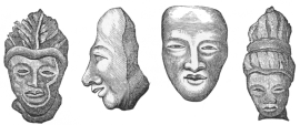 ANCIENT HEADS MADE OF CLAY.