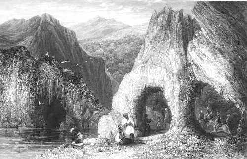 ANCIENT ARCHWAY AND CAVERN IN THE BALKAN MOUNTAINS.