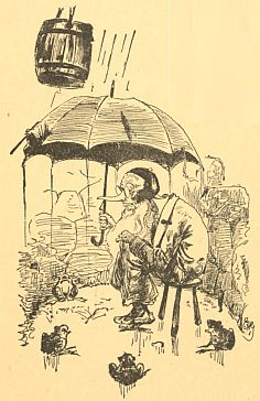 Old man sitting under umbrella
