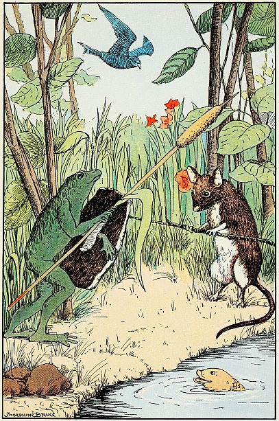 frog and mouse battling