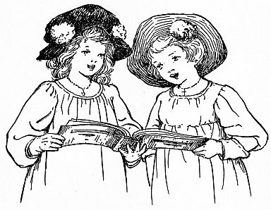 Girls singing out of hymnal