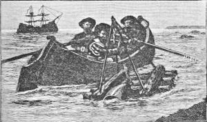 A rowboat, by the bell, as the men sabotage it