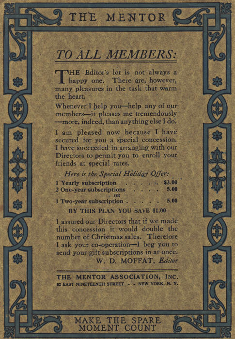 Back cover page: To All Members
