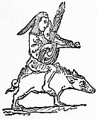 A man riding a boar