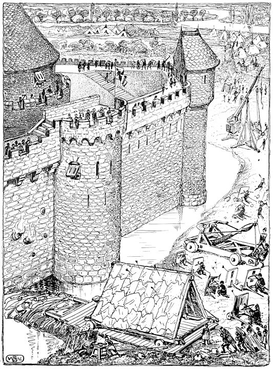 Van alle kanten werd het kasteel bestookt.