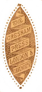 Decorative graphic of The Gresham Press, London & Chilworth