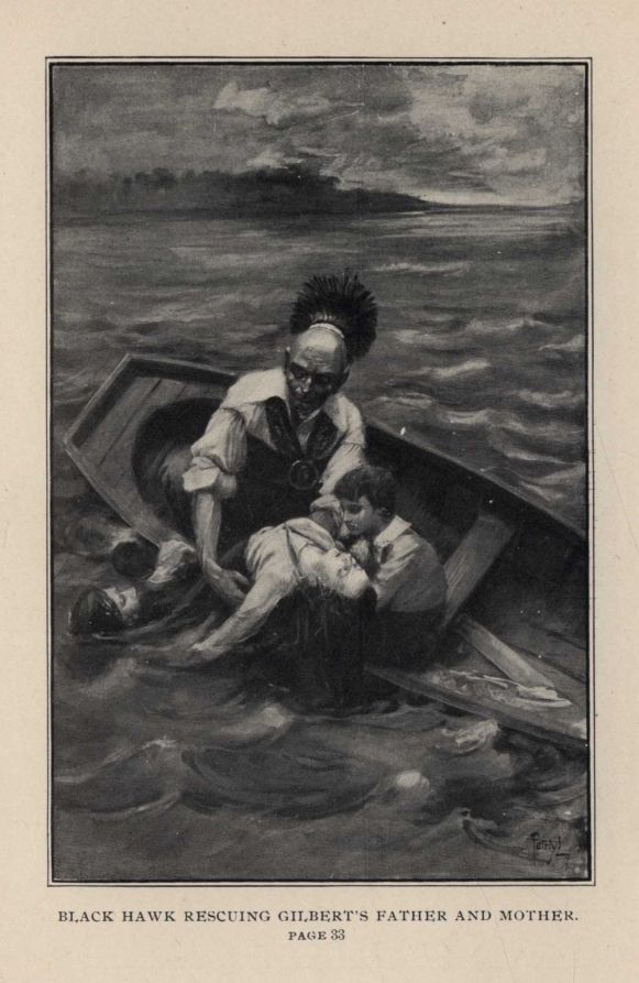 BLACK HAWK RESCUING GILBERT'S FATHER AND MOTHER. PAGE 33