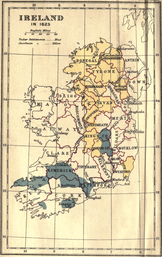 MAP OF IRELAND IN 1625