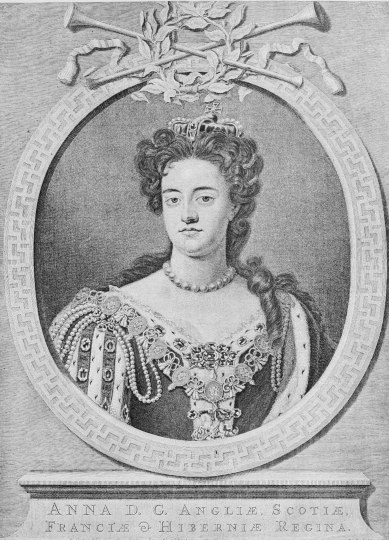 Image unavailable: QUEEN ANNE.  FROM COPPERPLATE ENGRAVING BY PIETER VAN GUNST, AFTER THE PAINTING BY SIR GODFREY KNELLER.