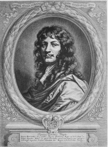 Image unavailable: SIR WILLIAM TEMPLE.  ENGRAVED BY R. A. MULLER, FROM AN ENGRAVING IN THE BRITISH MUSEUM, AFTER A PAINTING BY SIR PETER LELY.